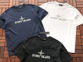 Black White Script Logo Stone Island T-Shirt