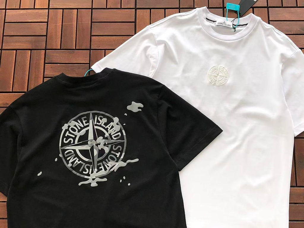Black White Compass Graphic Stone Island T-Shirt 2