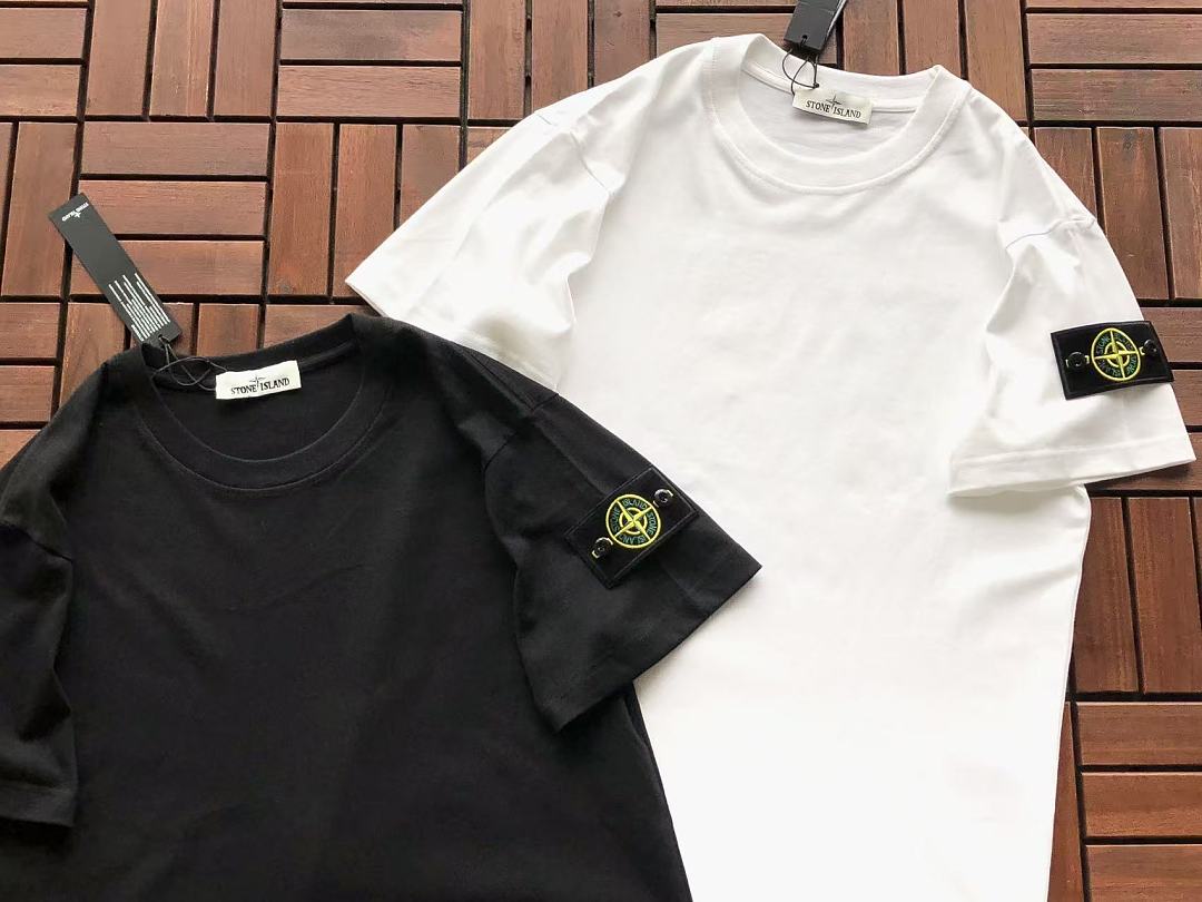 Black White Small Logo Stone Island T-Shirt