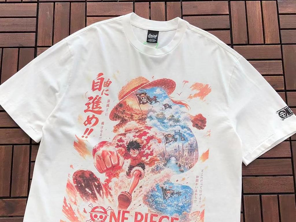 White Yellow Graphic Saint Michael T-Shirt