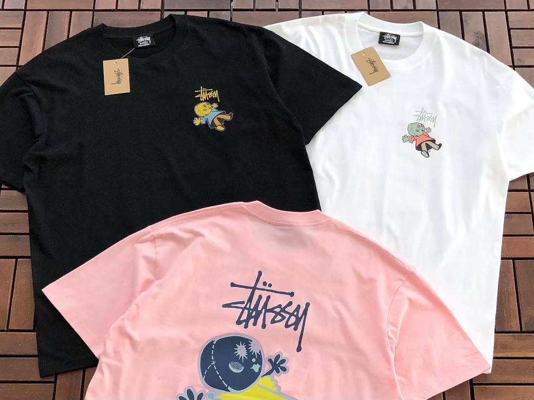 Pink Yellow Graphic Stussy T-Shirt