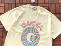 Cream Rainbow Logo Gucci T-Shirt