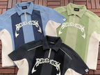 Striped Logo Evisu Short-Sleeve Shirt