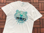 White Teal Tiger Graphic Kenzo T-Shirt