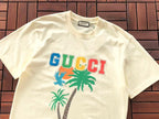 Cream Palm Tree Logo Gucci T-Shirt