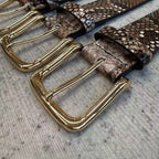 Snakeskin-Embossed Belt - Taupe/Brown