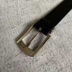 Snakeskin-Embossed Belt - Black