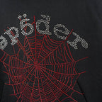 Sp5Der Rhinestone Og Web V2 Hoodie Black