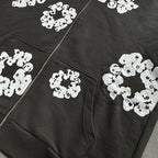 Rhinestone Cotton Wreath Zip Hoodie