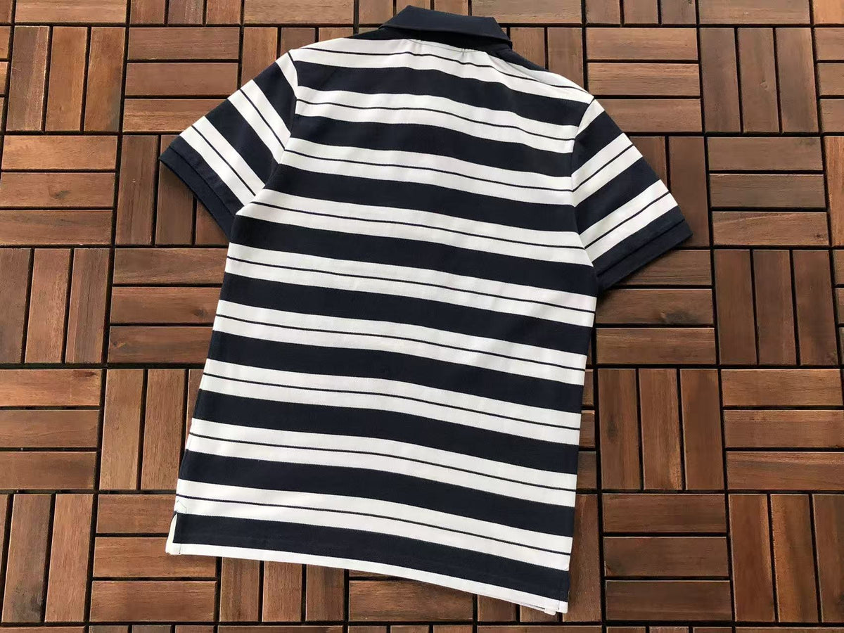 Lacoste Navy White Striped Polo Shirt