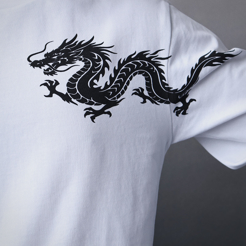 Unknown Brand Dragon Graphic Zip Hoodie - Black/White