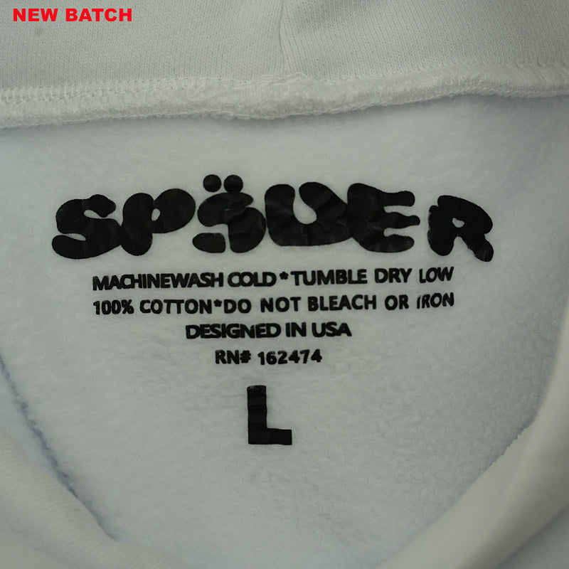 Sp5Der Rhinestone Logo Hoodie White