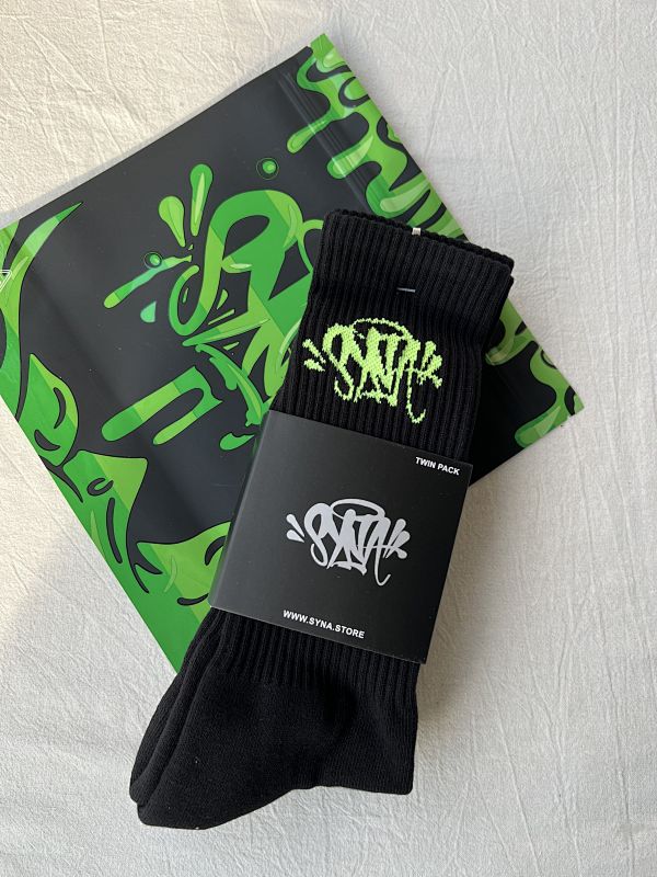 Black Crew Socks with Graffiti Logo Twin Pack