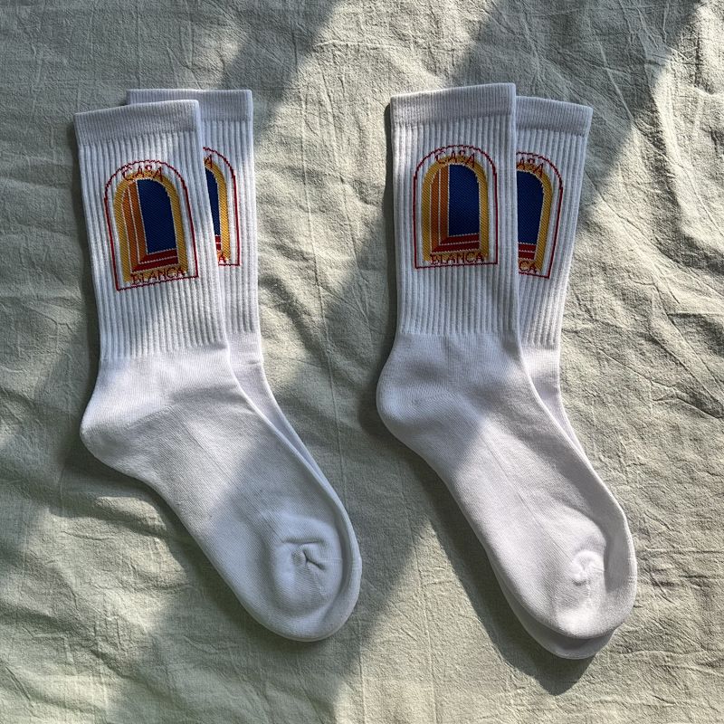 White Crew Socks with Arcteryxh Graphic