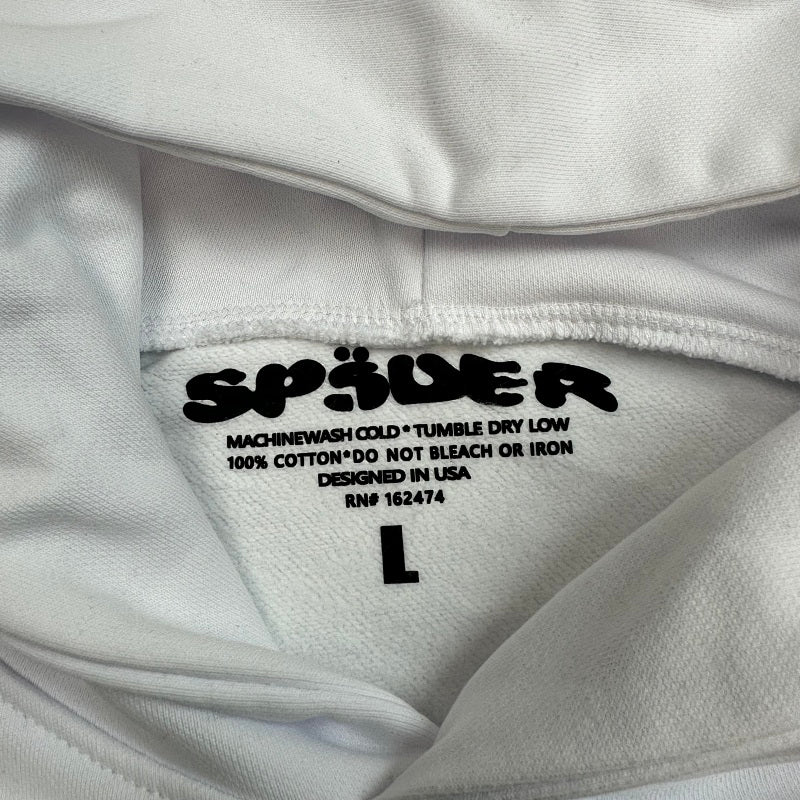 Sp5Der Rhinestone Logo Hoodie White