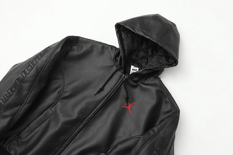 Supreme Jordan Faux-Leather Hooded Jacket