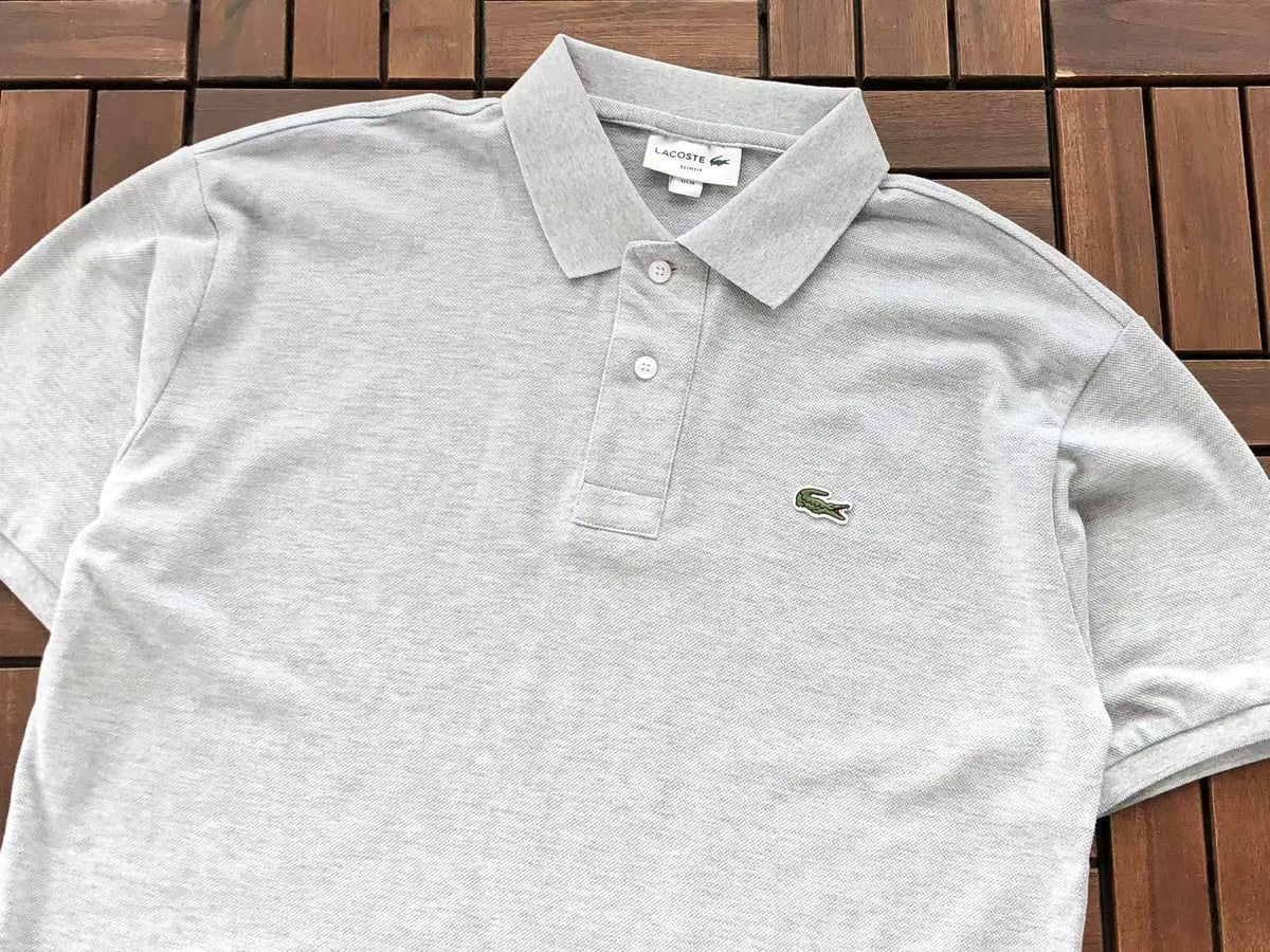 Lacoste Black Grey Slim-Fit Polo Shirt