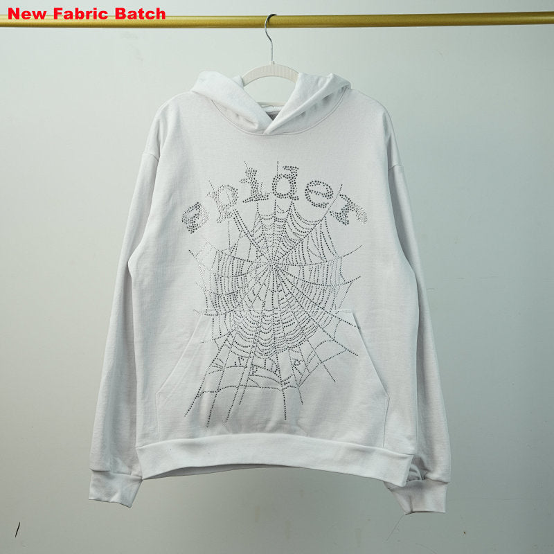 Sp5Der Rhinestone Logo Hoodie White