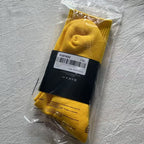 Yellow Crew Socks with Red Logo Design