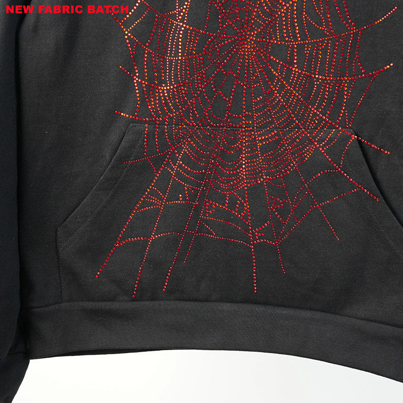 Sp5Der Rhinestone Logo Hoodie Black
