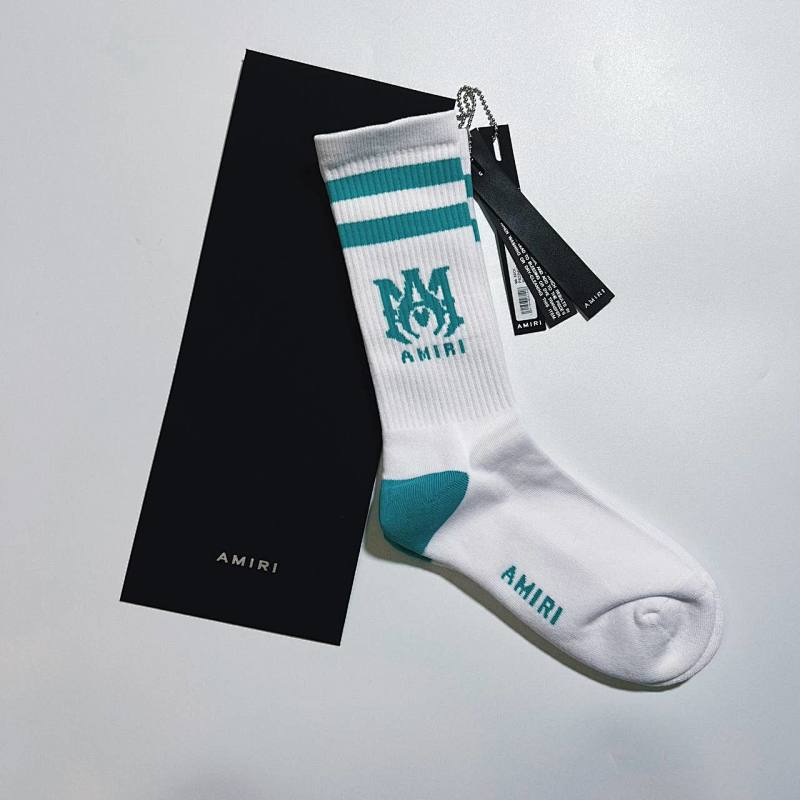 AMIRI Athletic Crew Socks - White/Red/Teal