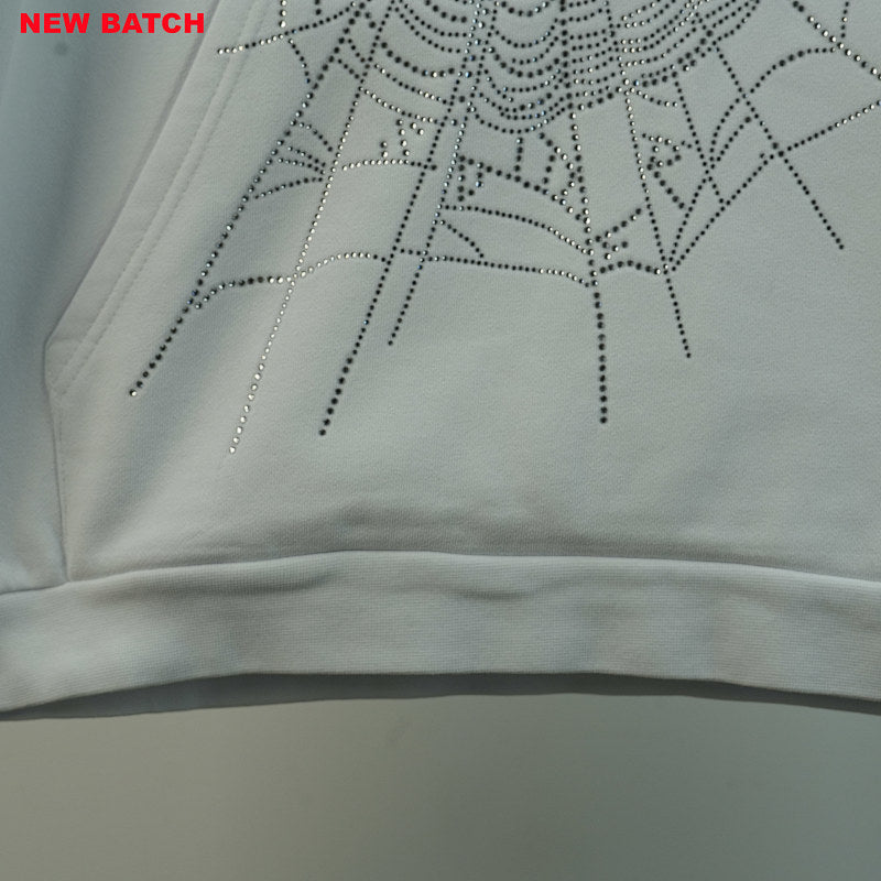 Sp5Der Rhinestone Logo Hoodie White