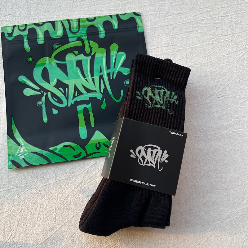 Graffiti Logo Crew Socks Twin Pack with Packaging
