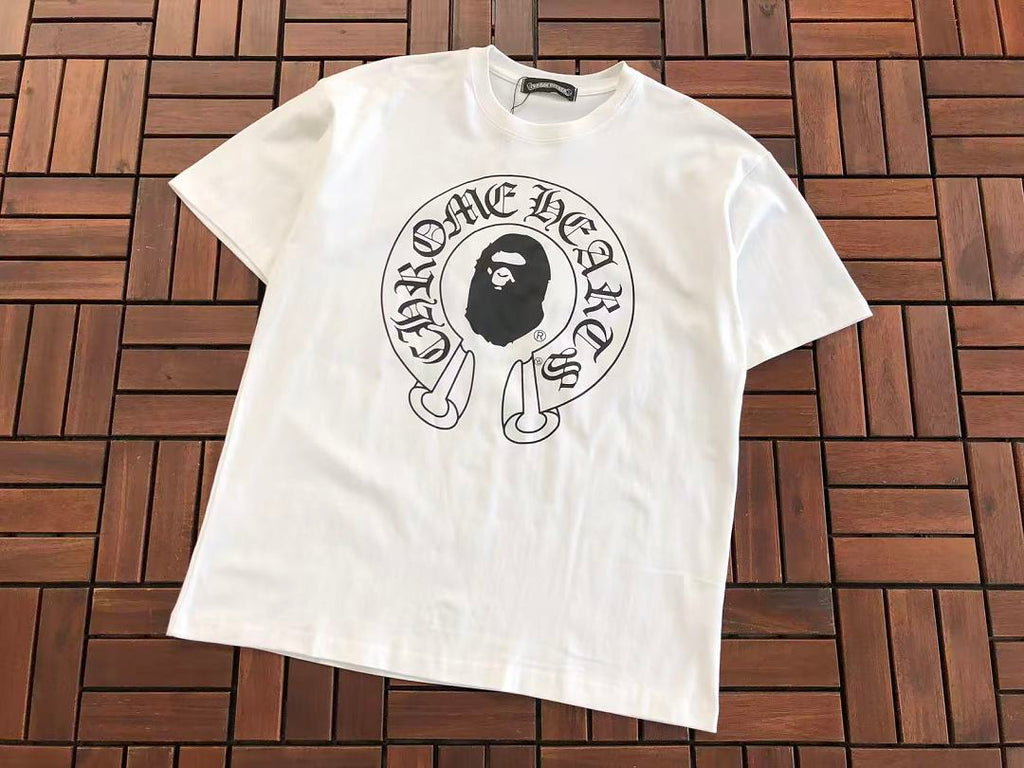 Black White Horseshoe Graphic Chrome Hearts T-Shirt