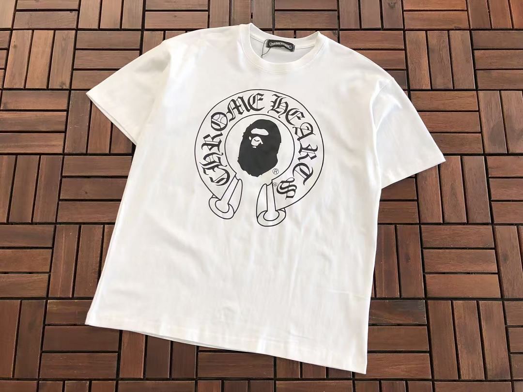 Black White Horseshoe Graphic Chrome Hearts T-Shirt