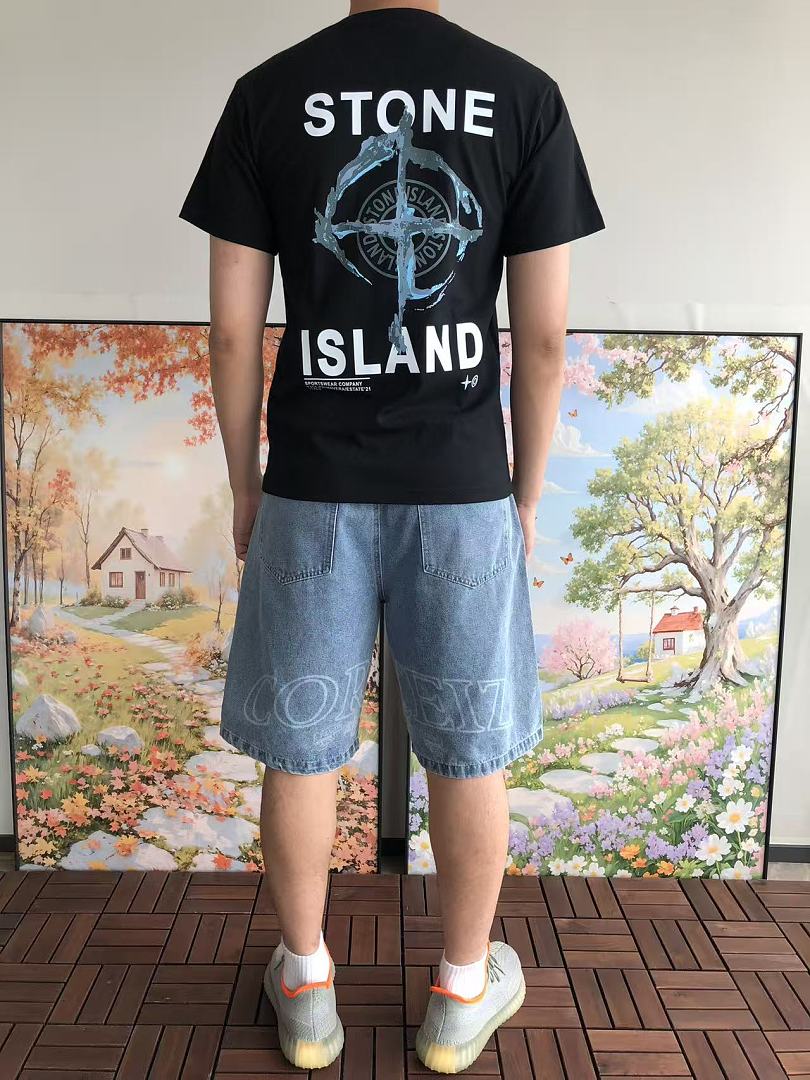 Black White Circle Graphic Stone Island T-Shirt