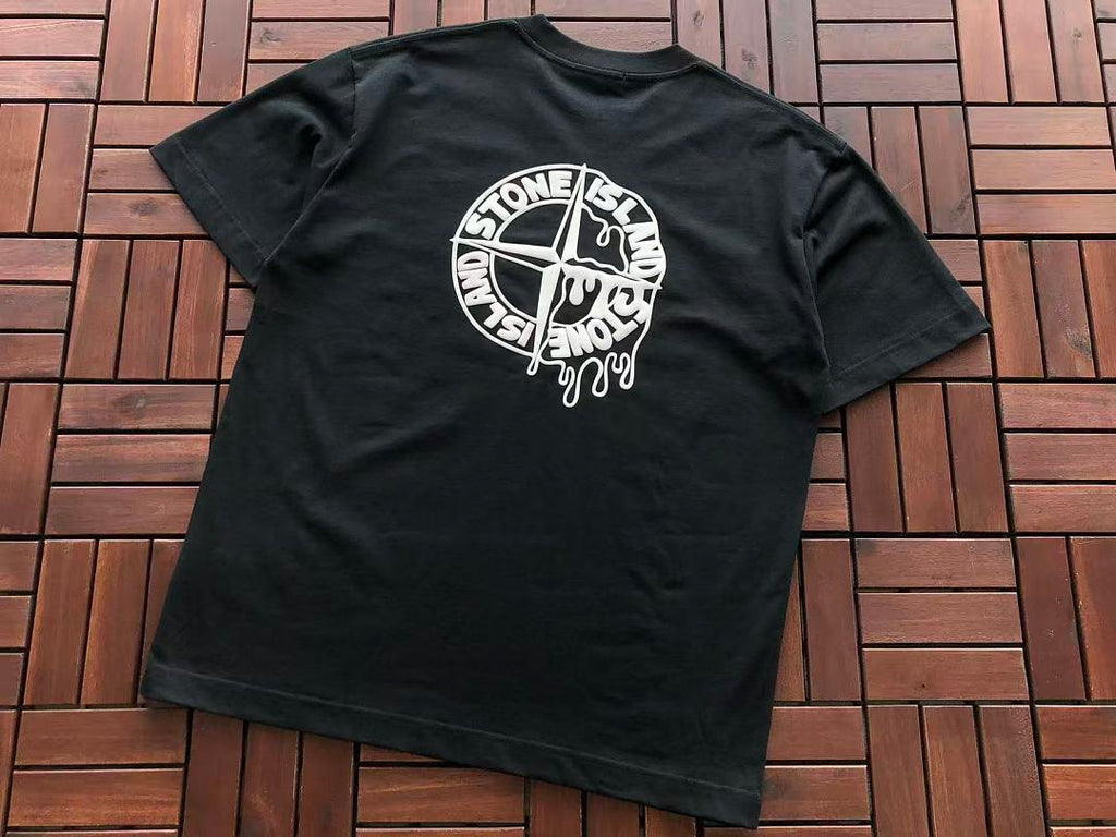 Black White Compass Logo Stone Island T-Shirt