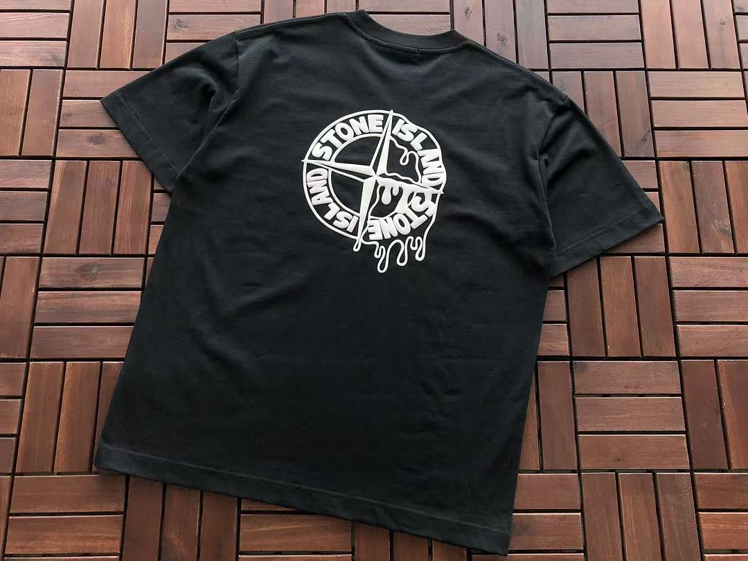 Black White Compass Logo Stone Island T-Shirt