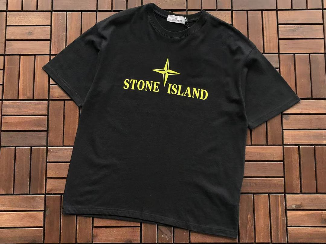 Black White Compass Logo Stone Island T-Shirt 3
