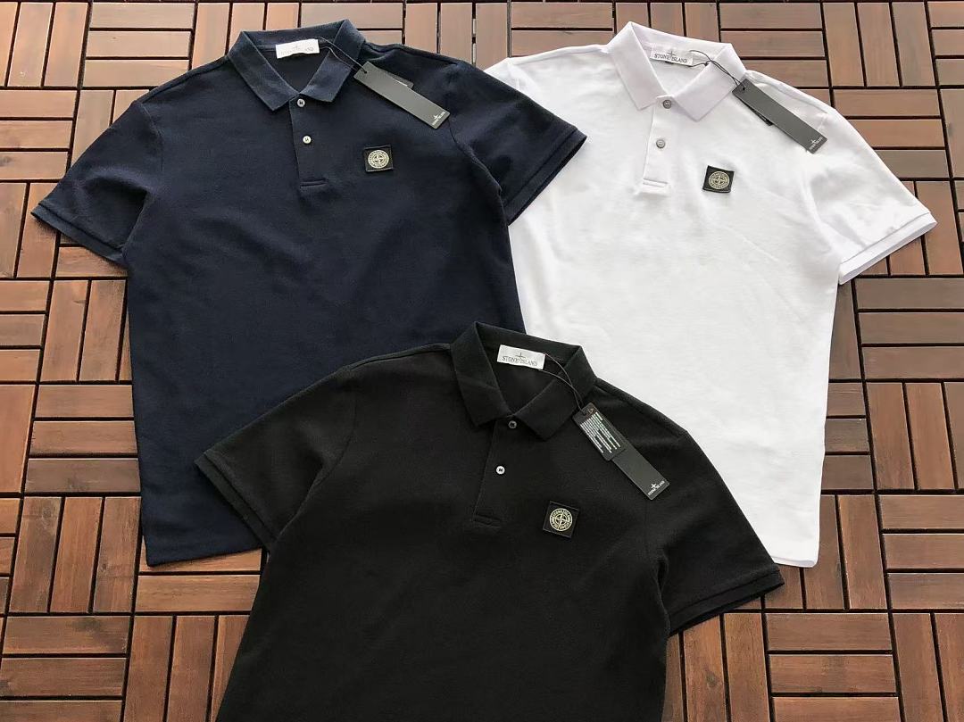 Black White Small Back Logo Stone Island T-Shirt