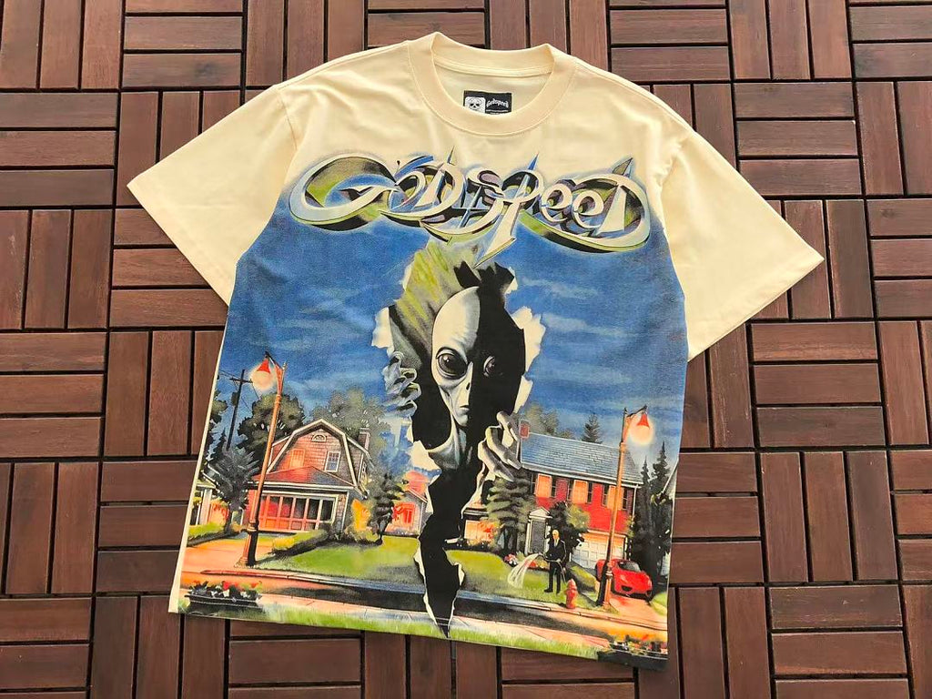 Black Yellow Scenic Graphic Godspeed T-Shirt