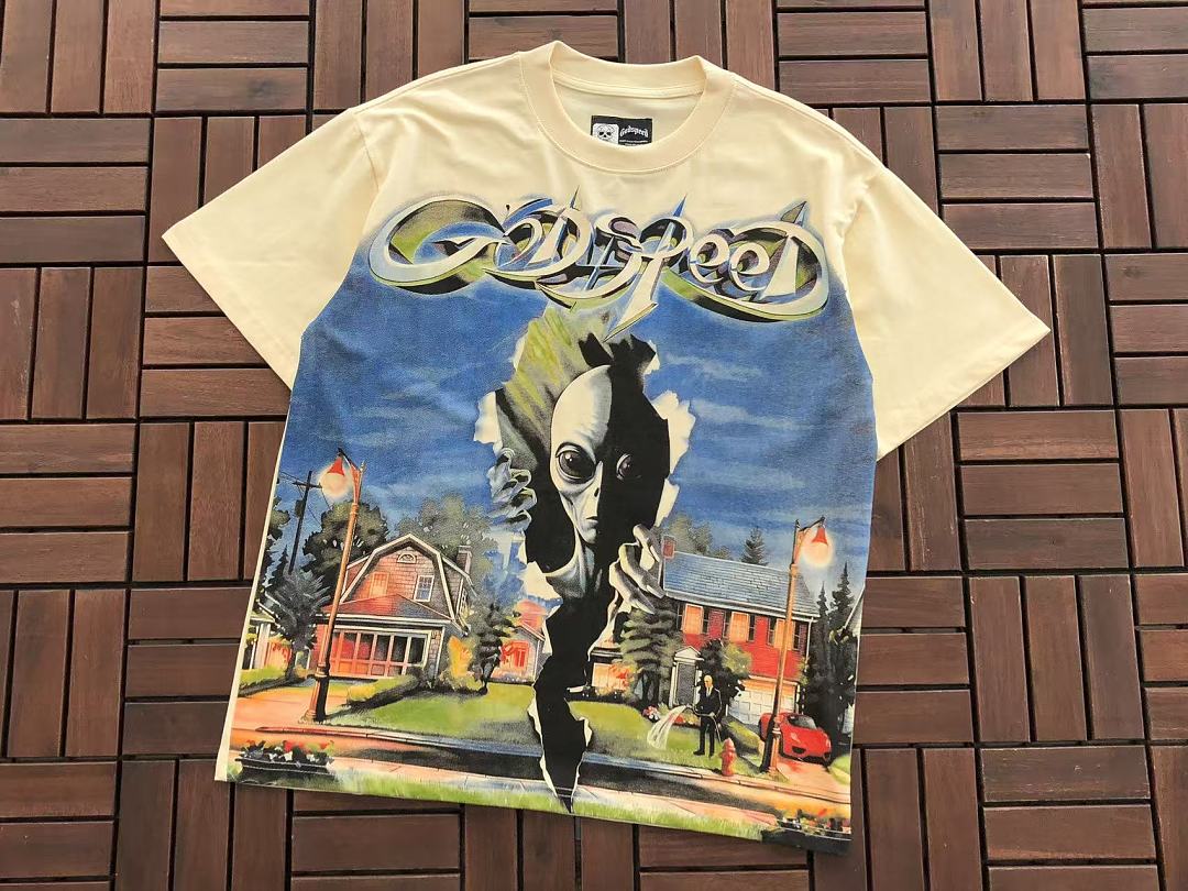 Black Yellow Scenic Graphic Godspeed T-Shirt