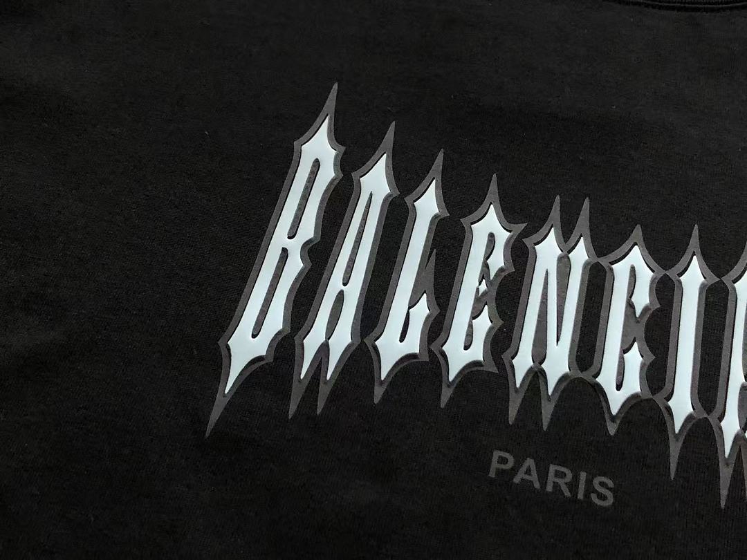 Black Gothic Logo Balenciaga T-Shirt