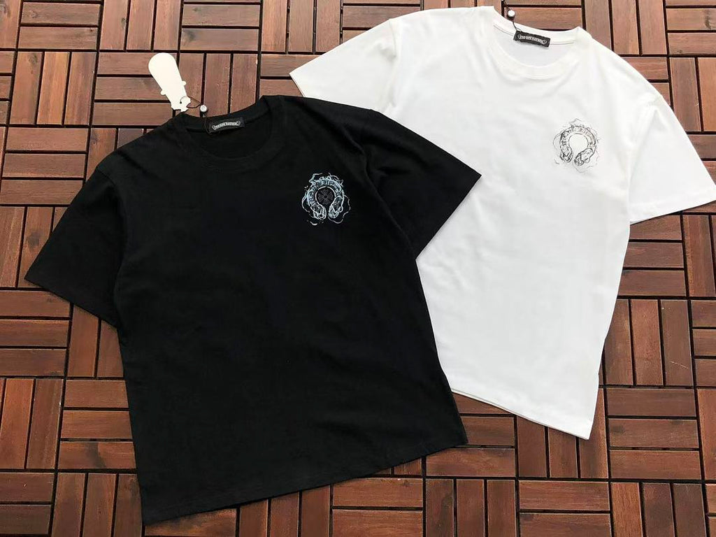 Black White Back Graphic Chrome Hearts T-Shirt
