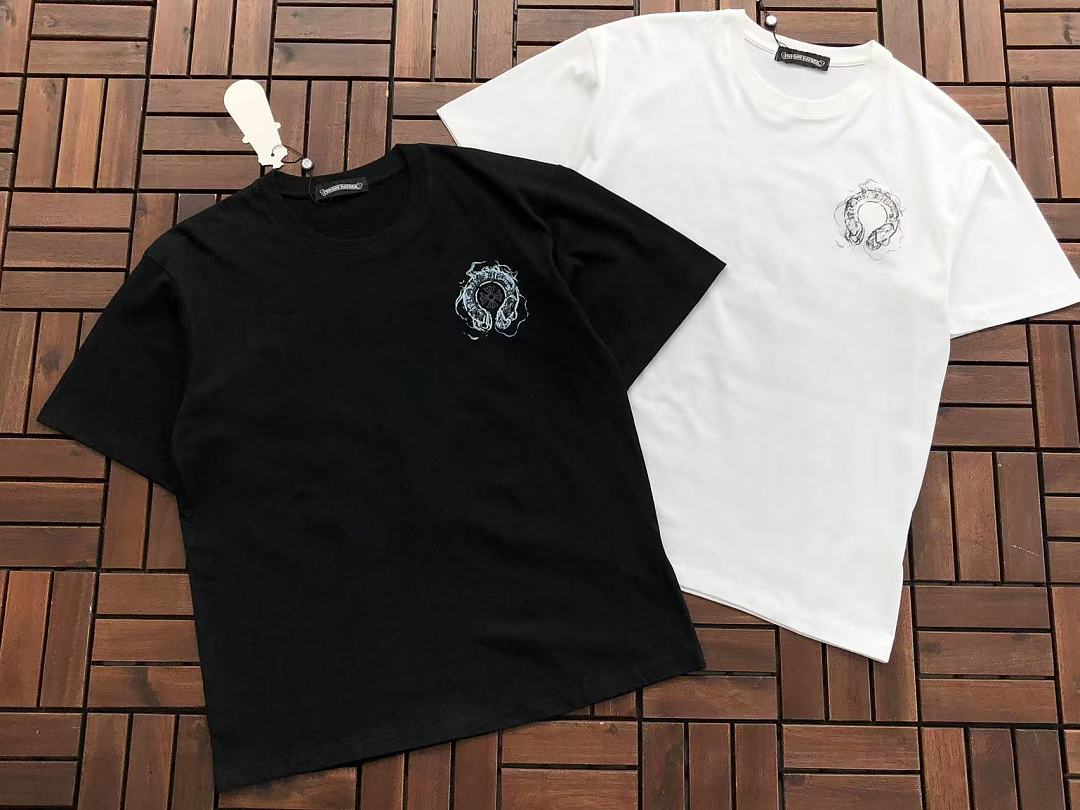 Black White Back Graphic Chrome Hearts T-Shirt