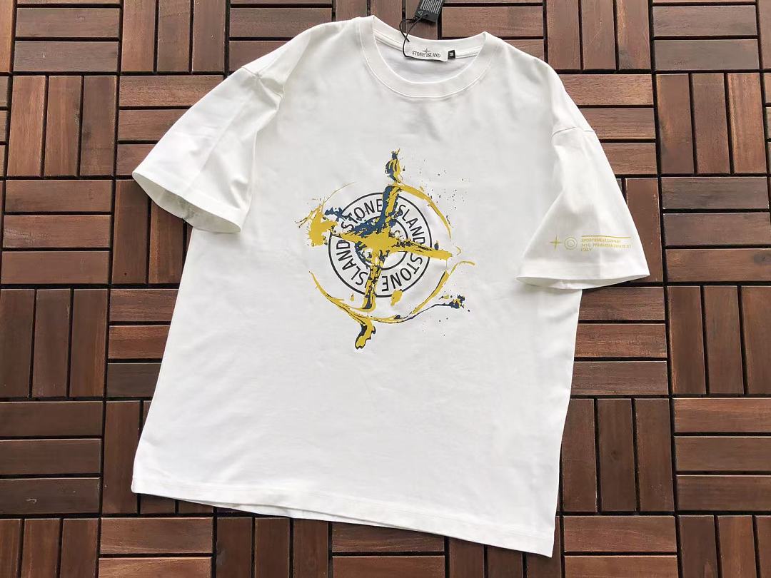 Black White Small Logo Stone Island T-Shirt 3