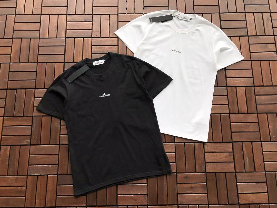 Black White Small Logo Stone Island T-Shirt 2