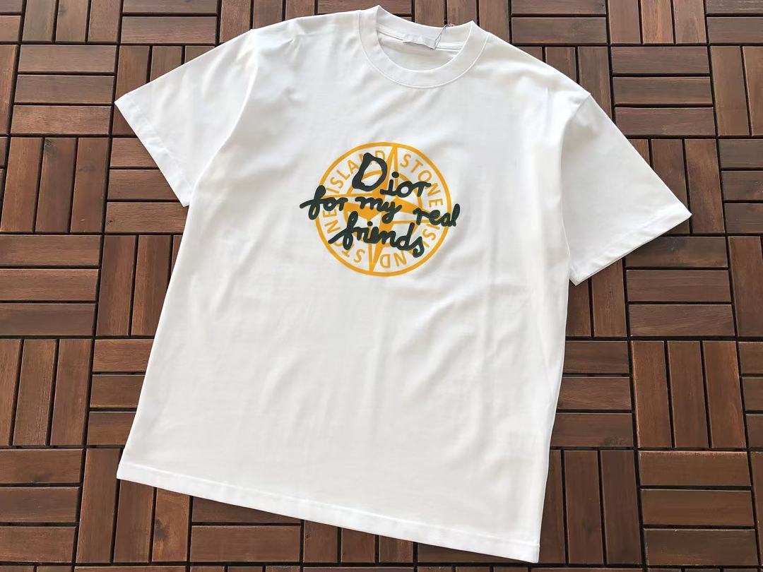 Black White Compass Stone Island Dior T-Shirt