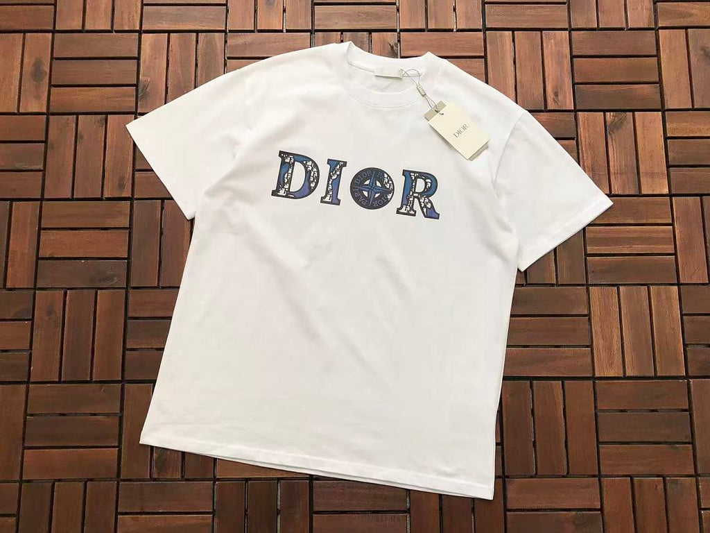 White Black Logo Stone Island Dior T-Shirt