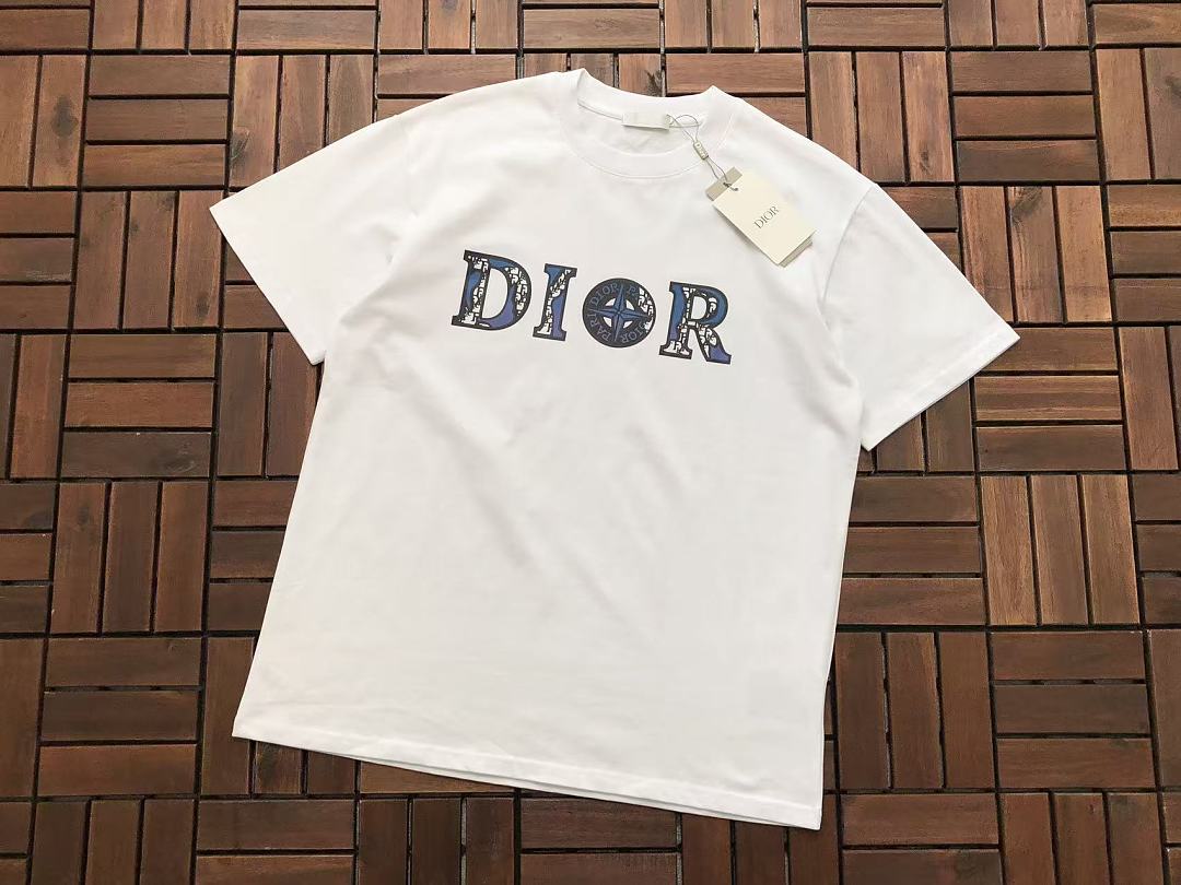 White Black Logo Stone Island Dior T-Shirt