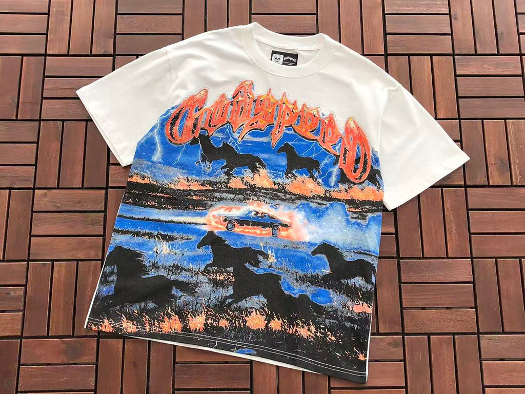 Black White Scenic Graphic Godspeed T-Shirt