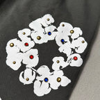 Rhinestone Cotton Wreath Zip Hoodie