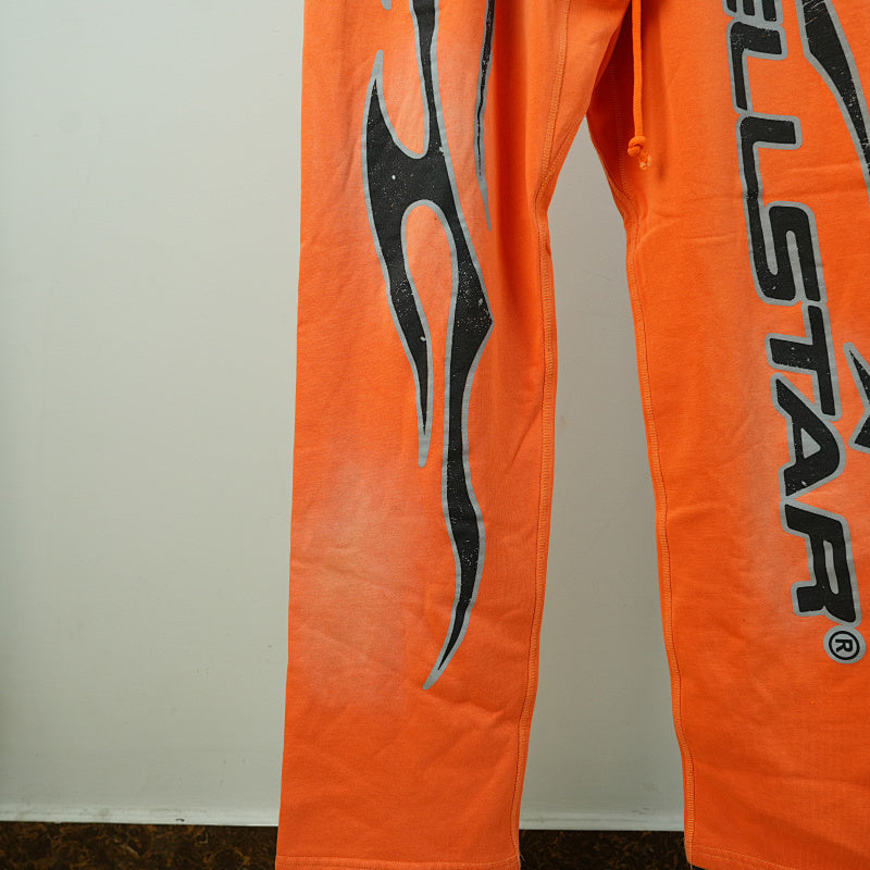 Hellstar Fire Orange Closed Elastic Bottom Sweatpants Orange Dye