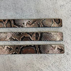 Snakeskin-Embossed Belt - Taupe/Brown