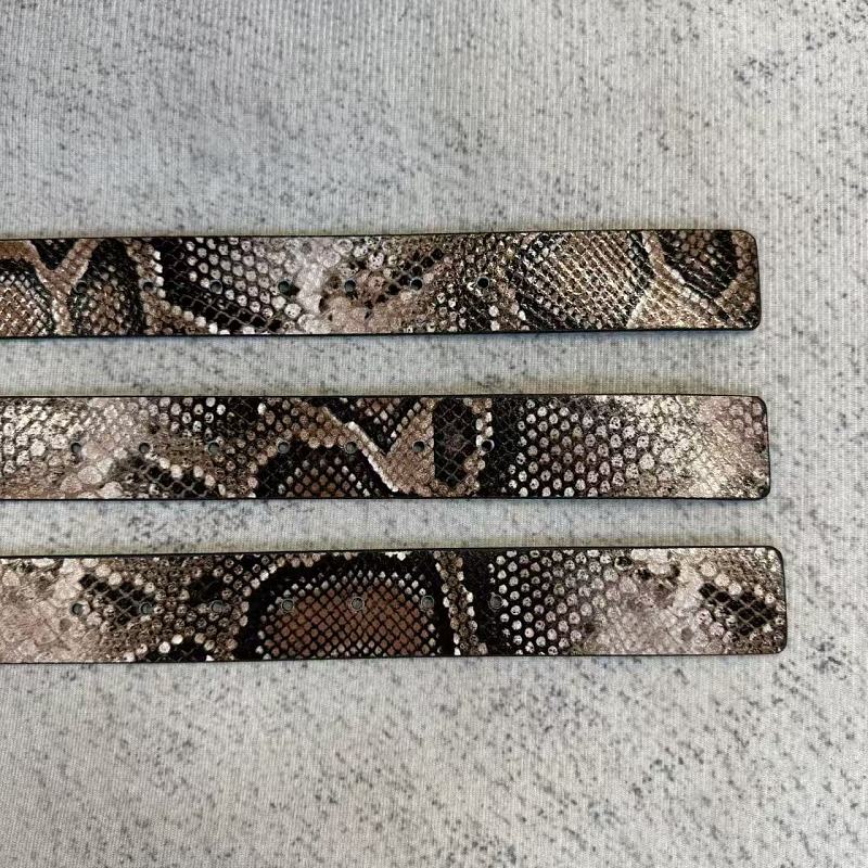 Unknown Brand Snakeskin-Embossed Belt - Taupe/Brown
