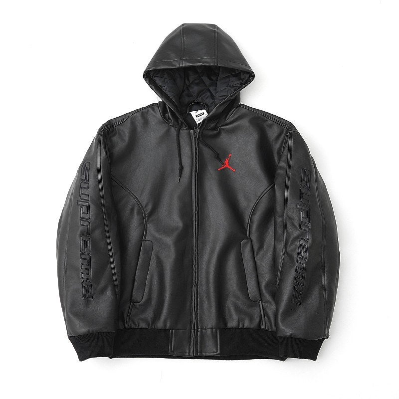 Supreme Jordan Faux-Leather Hooded Jacket